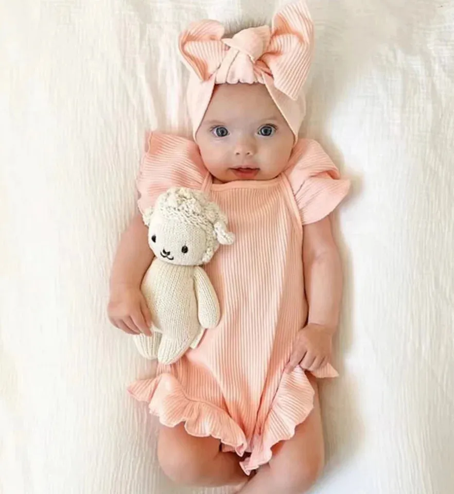 Bizzi Growin Cotton Jersey Romper And Headband Set 3 Colours