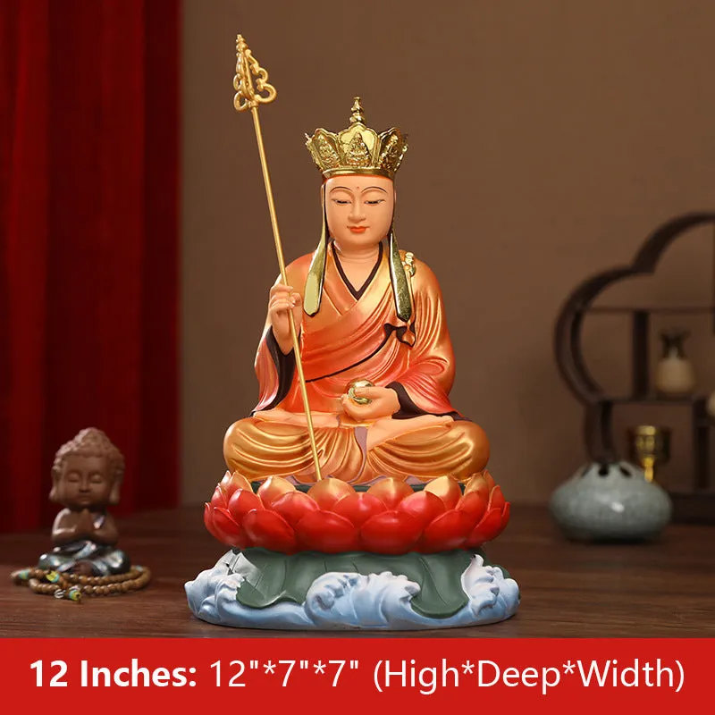Earth Store, Dizang, Ksitigarbha Bodhisattva Statue, Golden Blessed Clothes Resin Material