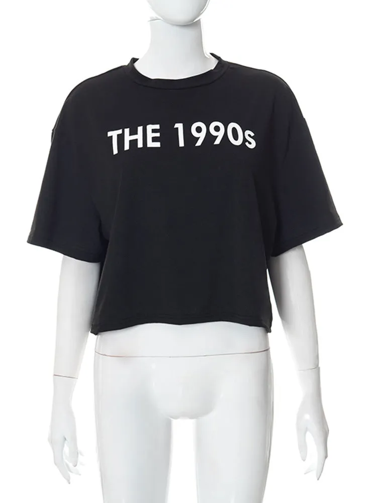 Fashion Letter Print Cropped T-Shirt（AY1801）