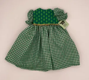Green Gingham Dress with Trees for 18" Doll