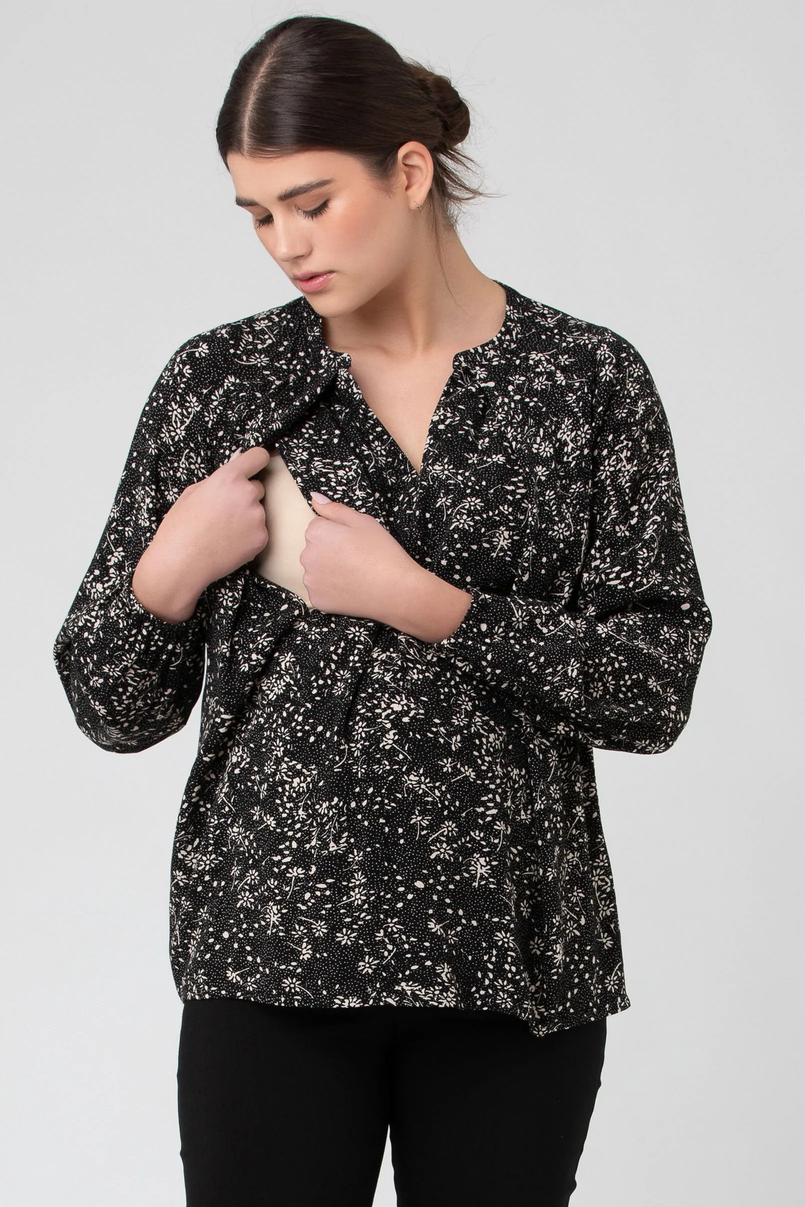 Jane Nursing Blouse Black / Natural