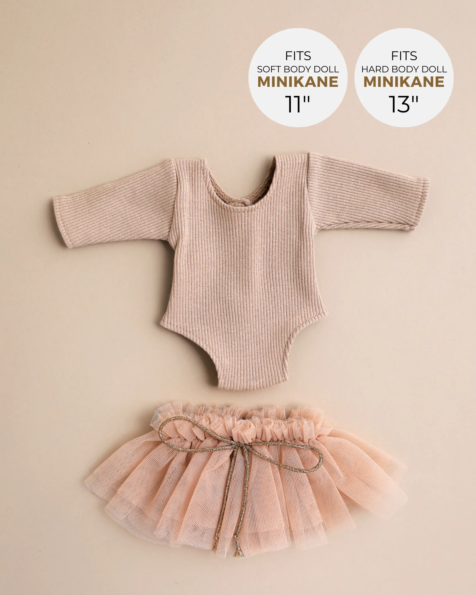 Minikane Doll Clothes | Doll Tutu Bodysuit - Sand